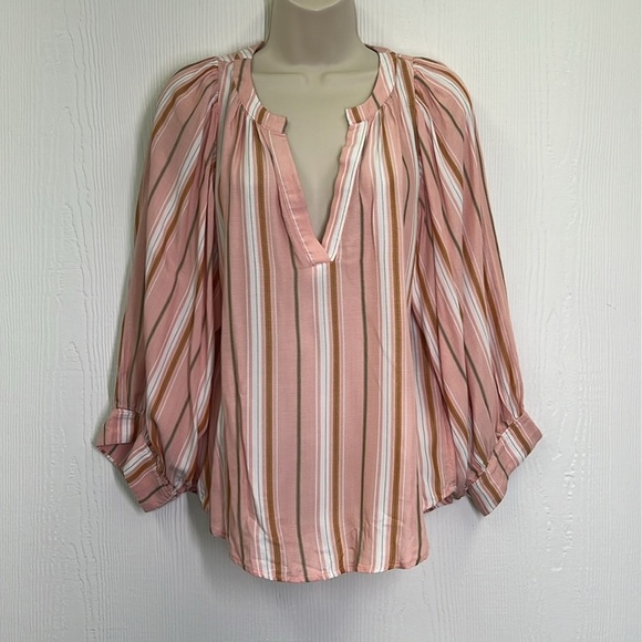 Anthropologie - Maeve Brenda Colorful Stripe VNeck Flowy Boho Blouse Size Small - Picture 3 of 12